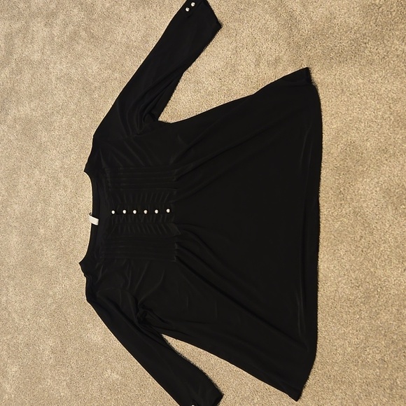 PerSeption Concept Tops - Women's Size L Black Shirt With Silver Buttons